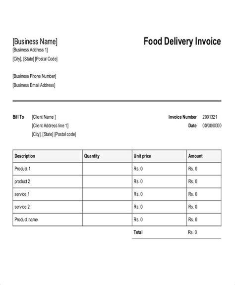 Delivery Invoice Template Free Printable Templates