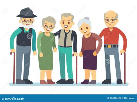 Groupe De Personnages De Dessin Animé De Personnes âgées Illustration
