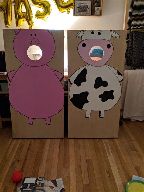 Farm Animal Themed Painted Cornhole Farm Animal Party Farm Party