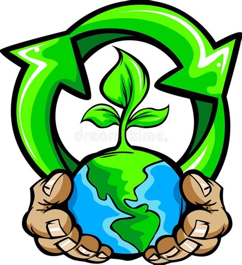 Download Hands Holding Planet Earth With Recycle Symbol Stock Vector