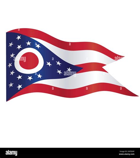 Accurate Correct Ohio Oh State Flag Flying Waving Silk Vector Isolated