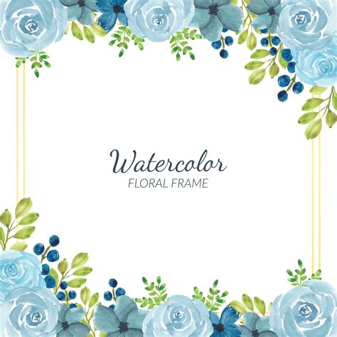 Decoração De Moldura Floral Azul Aquarela 1308835 Vetor No Vecteezy