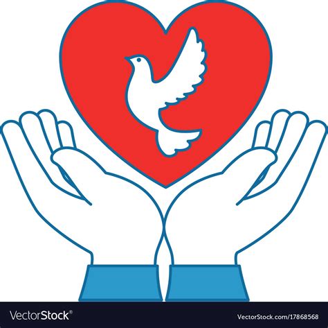 Hands Human With Dove Of Peace And Heart Vector Image