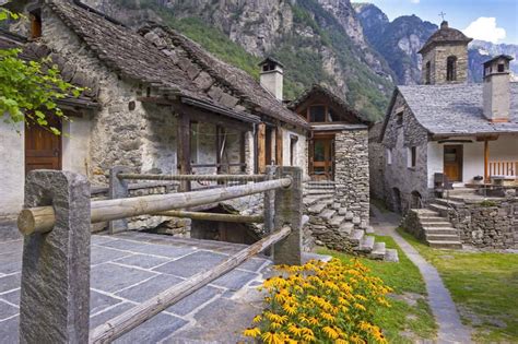 Photo About View To The Little Village Foroglio Typical Stone Houses