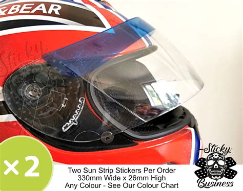 2x Helmet Visor Stickers Sunstrip Sticker Motorbike Race Car Kart Any