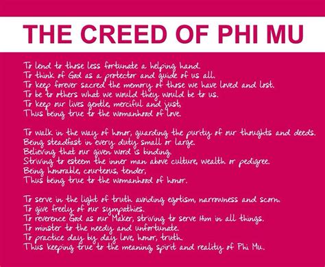 Creed Of Phi Mu Phi Mu Phi Mu Creed Creed