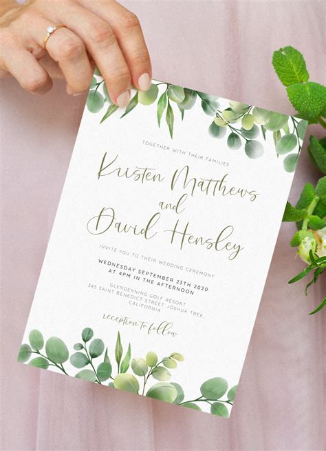 Greenery Invitation Template Free