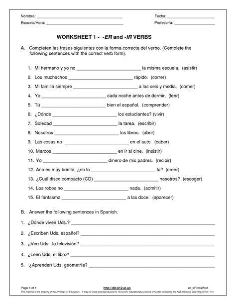 8 Conjugation Present Tense Verb Worksheet Worksheeto Com