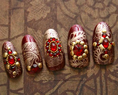 Indian Nails Bridal Nail Art Bridal Nails Fake Nails Designs