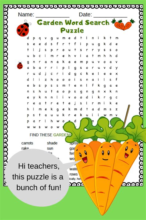 Garden Word Search Puzzle For Early Finishers Grades 2 4 Answer