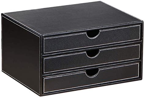 Leather Desk Organizer With 3 Drawers Executive Office
