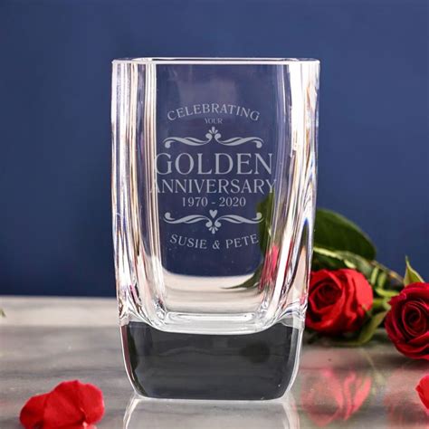 Personalised Golden Wedding Anniversary Glass Vase The T Experience