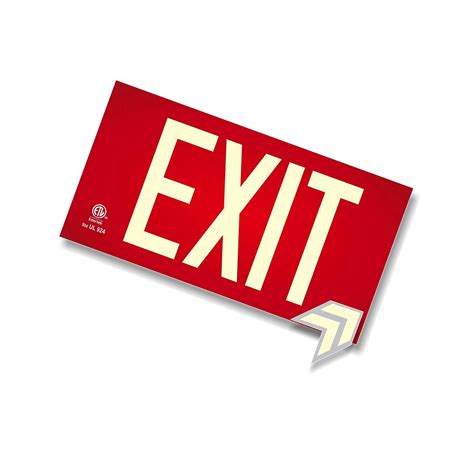Photoluminescent Exit Sign Red Aluminum Code Approved Ul 924 Ibc