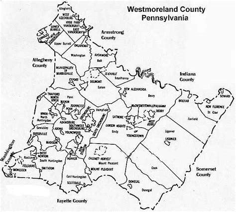 Westmoreland County Pennsylvania Township Map