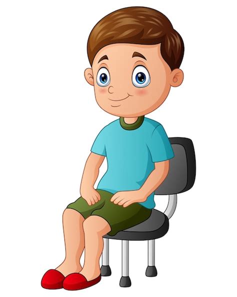 Dibujos Animados De Un Niño Sentado En La Silla Vector Premium
