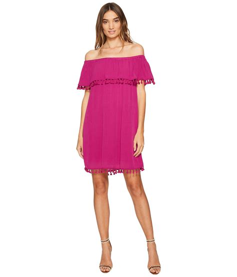 1 State Strapless Ruffle Top Dress W Tassels In Tropic Berry