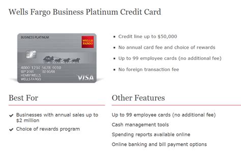 The information related to wells fargo business platinum card has been collected by creditcards.com and has not been reviewed or provided by the issuer or provider of this product or service. Expired Wells Fargo Business Platinum Credit Card Review - $500 Sign Up Bonus & $1.5% Cash ...