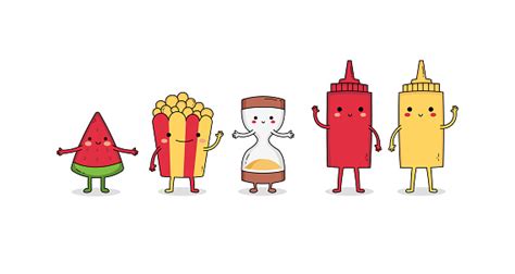 Cute Random Cartoon Characters Set Stock Illustration Download Image