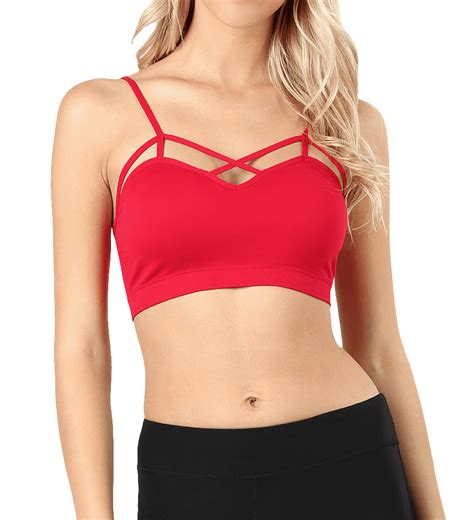 Women Seamless Criss Cross Front Sports Bra Bralette With Removable Pads