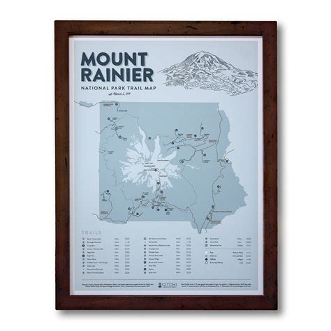 Mount Rainier National Park Trail Map — Gitchi Adventure Goods