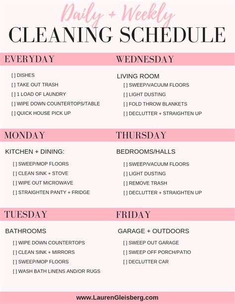 Weekly House Cleaning Routine For A Tidy Home House Cleaning Schedule