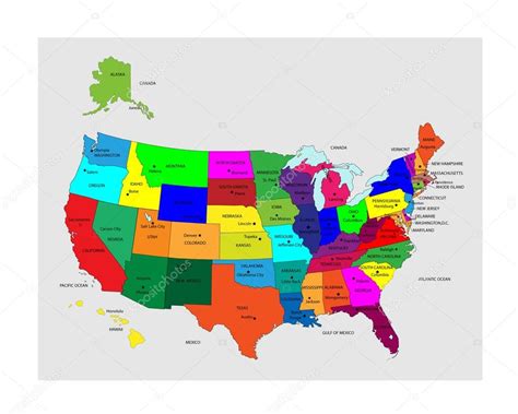 Usa 50 States Colorful Map Stock Vector Image By ©glopphy 108873324