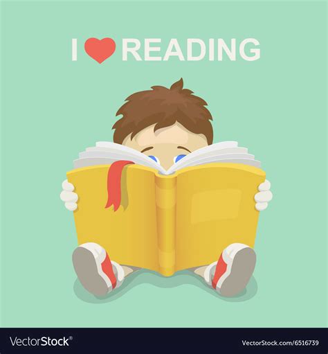 Boy With A Book I Love Reading Royalty Free Vector Image