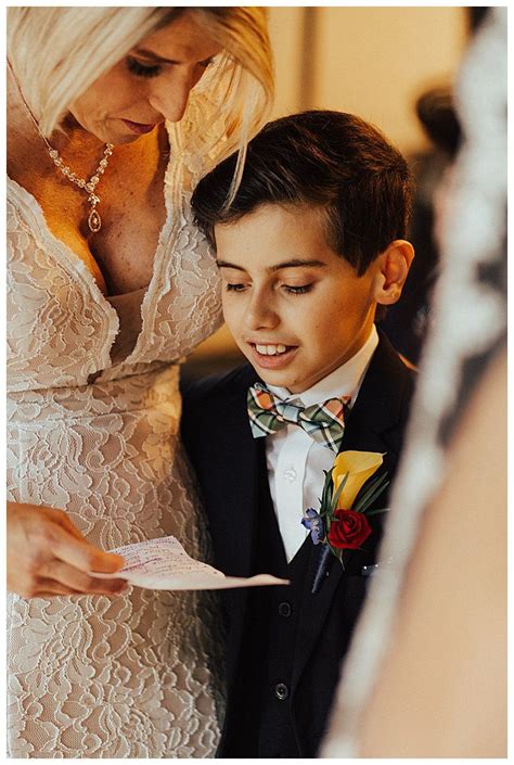 Bride With Son Reading Wedding Vows Photo Bold Colors And Geometric Details Have Us Swooning