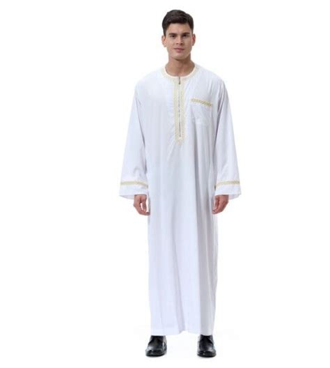 Men S Fashion Traditional Muslim Arab Kaftan Abaya Dress Islamic Robe