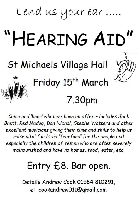 Hearing Aid © 2023 St Michaels Village Hall Charity No 1023457