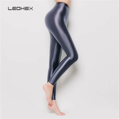 Leohex Women Leggings Shiny Wetlook Opaque High Gloss Spandex Dance