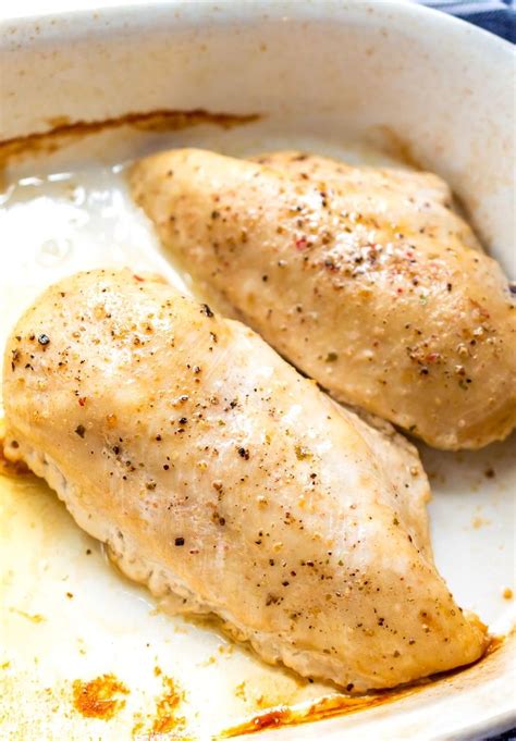 Chicken in the oven cooks faster when covered and retains moisture best this way. Oven Baked Chicken Breast - WonkyWonderful