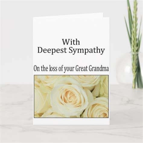 Great Grandmother Loss Rose Sympathy Card Zazzle