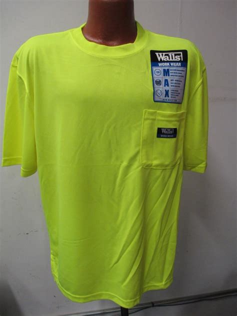 walls work wear mens m 3xl high visibility yellow work shirt kk 4213 kk 4217 ebay