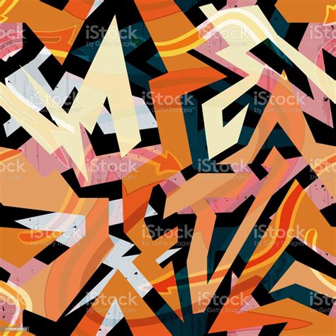 Bright Abstract Geometric Pattern In Graffiti Style Quality