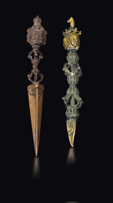 Two Bronze Phurba Daggers Tibet 19th Century Auction The Art Of