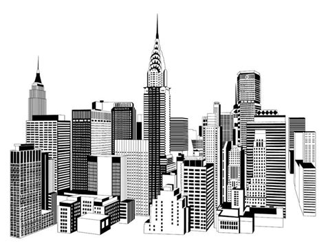 New York Black And White 2 A Drawing By Anna Gomes Skyline Drawing