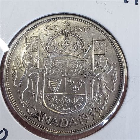 1953 Canadian Coins Silver 50c 25c Plus Chrome Nickel First Queen Elizabeth Ii Coins Big