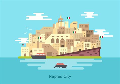 Naples Historical Nouvo Castle Building Vector Flat Illustration 145671