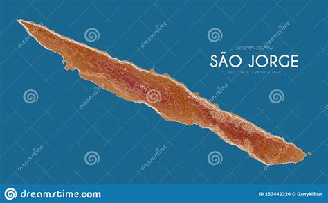 Topographic Map Of Sao Jorge Azores Islands Portugal Vector Detailed Elevation Map Of Island