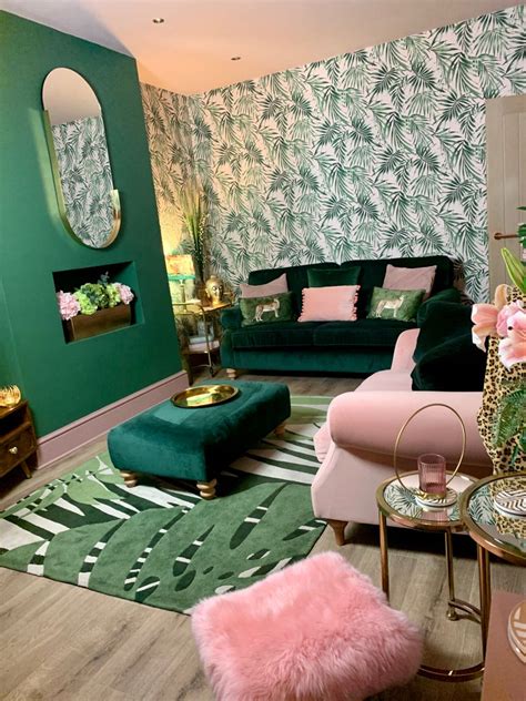 Green Velvet Sofa And Pink Velvet Snuggle Chair Green Living Room