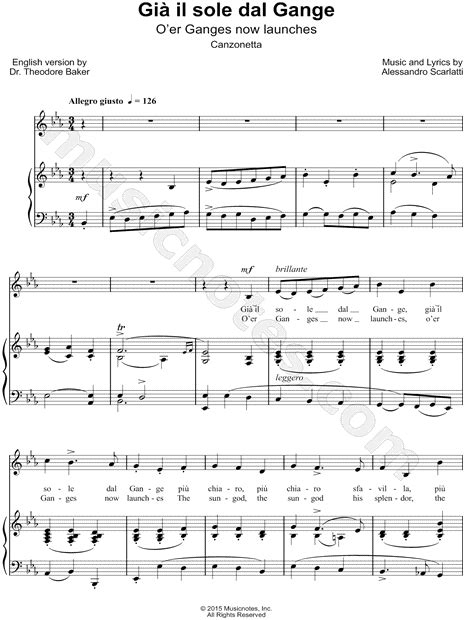 Gia Il Sole Dal Gange Scarlatti - Alessandro Scarlatti "Già il sole dal Gange" Sheet Music in Eb Major