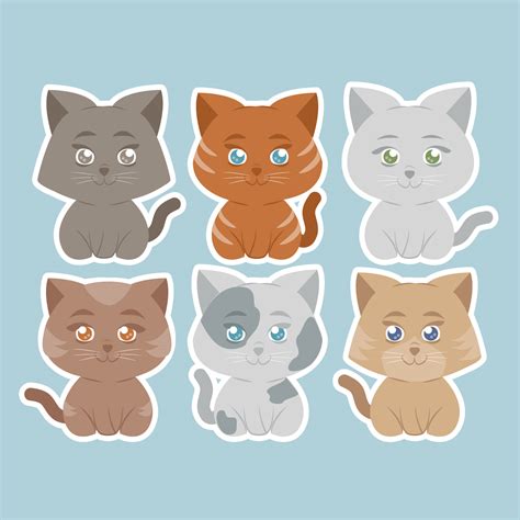 Vector Cute Cats Stickers 265468 Vector Art At Vecteezy