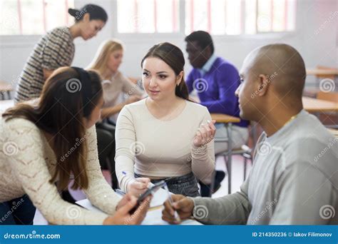 Multiracial Group Of Students Working In Groups Stock Photo Image Of