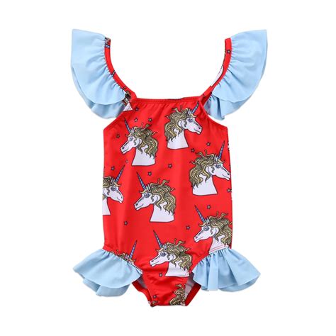 Cute Kids Baby Girls Unicorn Swimwear Swimsuit Bikini Bathing Beachwear