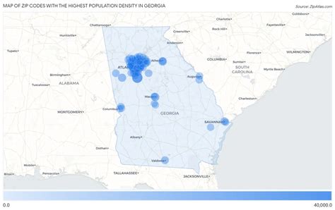 Highest Population Density In Georgia By Zip Code Zip Atlas