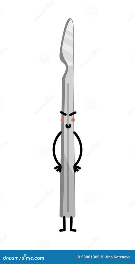 Medical Scalpel Cute Cartoon Character Stock Vector Illustration Of