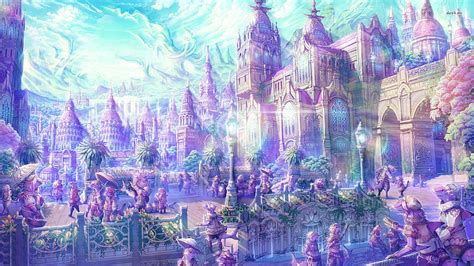 1080p Free Download Purple Colored Fantasy City Arts Fantasy