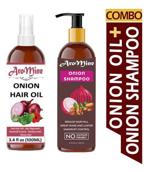 Aromine Red Onion Oil And Red Onion Shampoo For Growth Hair Fall 300 Ml
