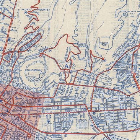 Old Map Of Honolulu Hawaii 1944 City Plan Fine Etsy